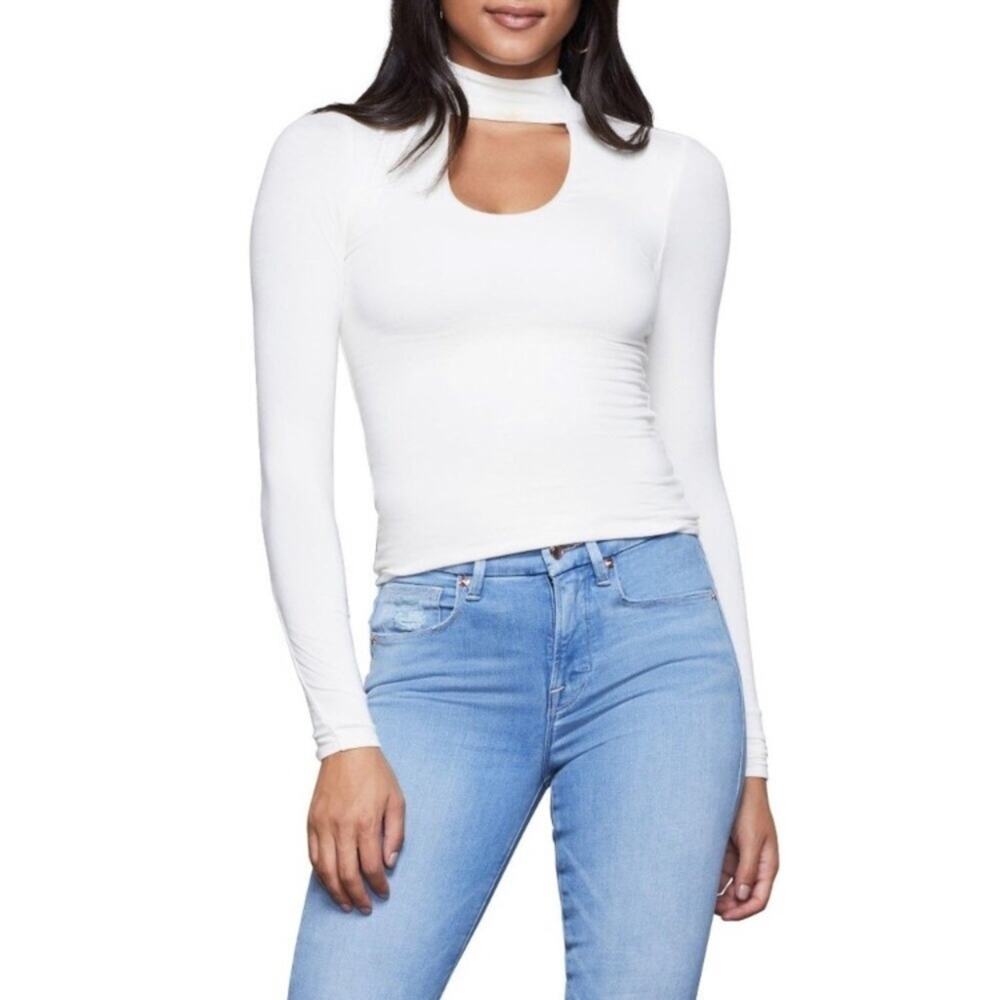 Good American white long sleeve tee shirt